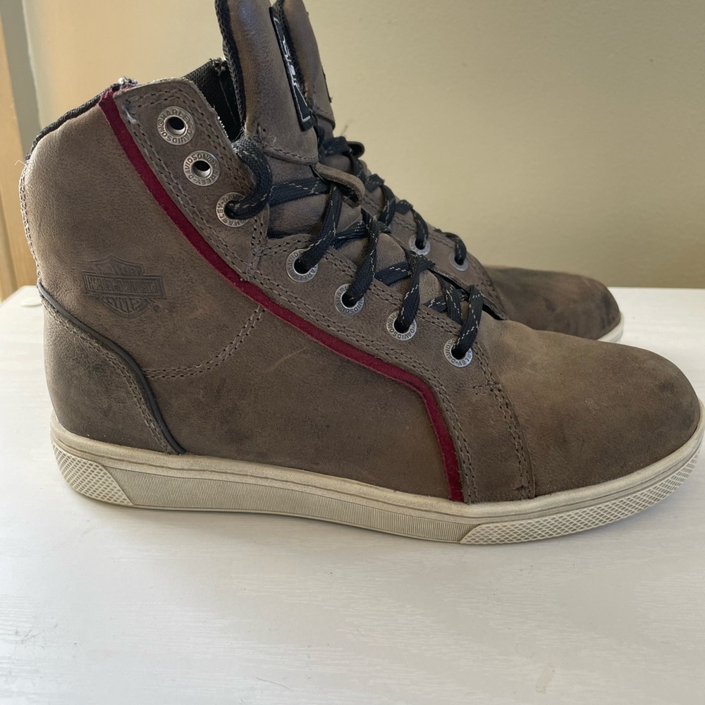 Harley-Davidson Men's Suede High-Top Sneakers with Red Stripe